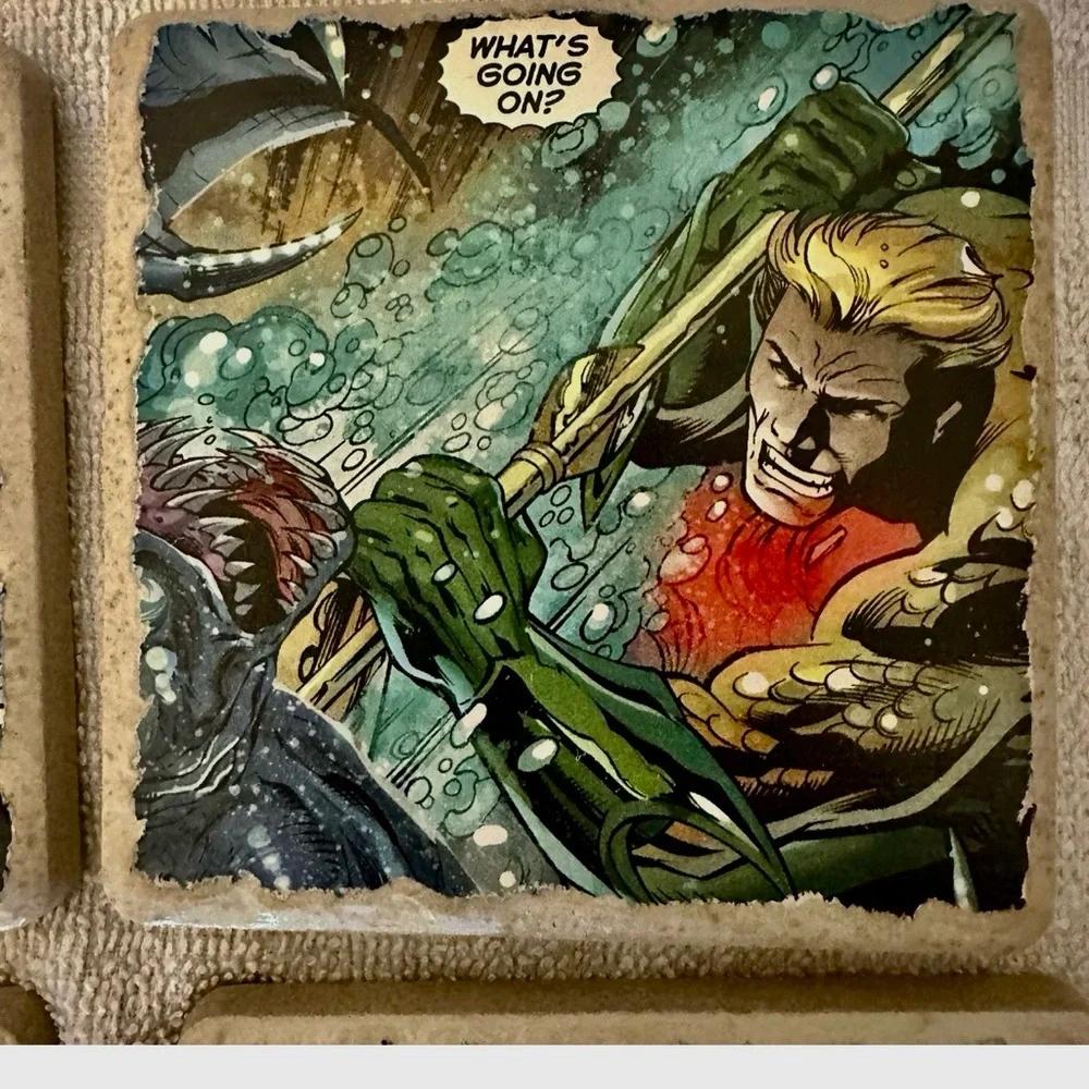 DC Comics Aquaman Justice League Tile Coasters Set of 4 Handmade